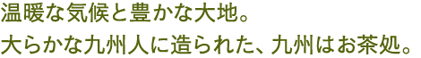 温暖な気候と豊かな大地。大らかな九州人に造られた、九州はお茶処。